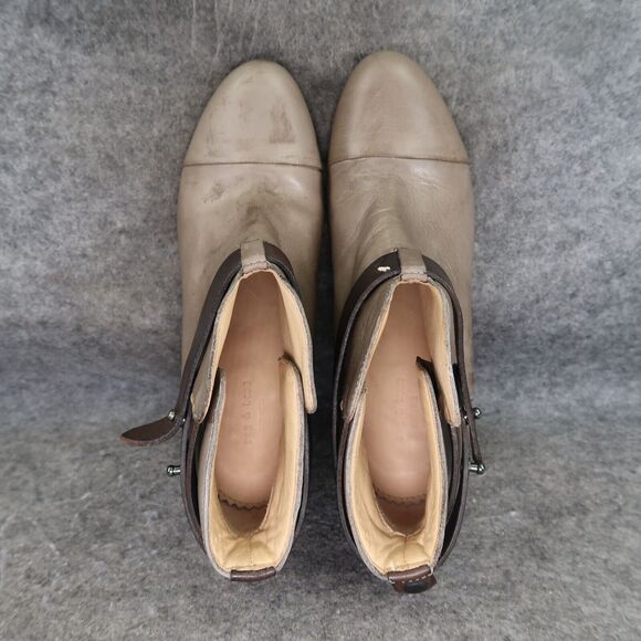Rag & Bone Shoes Womens 35 Bootie Harrow Stacked Heel Cap Toe Leather Strap Gray - Picture 7 of 16